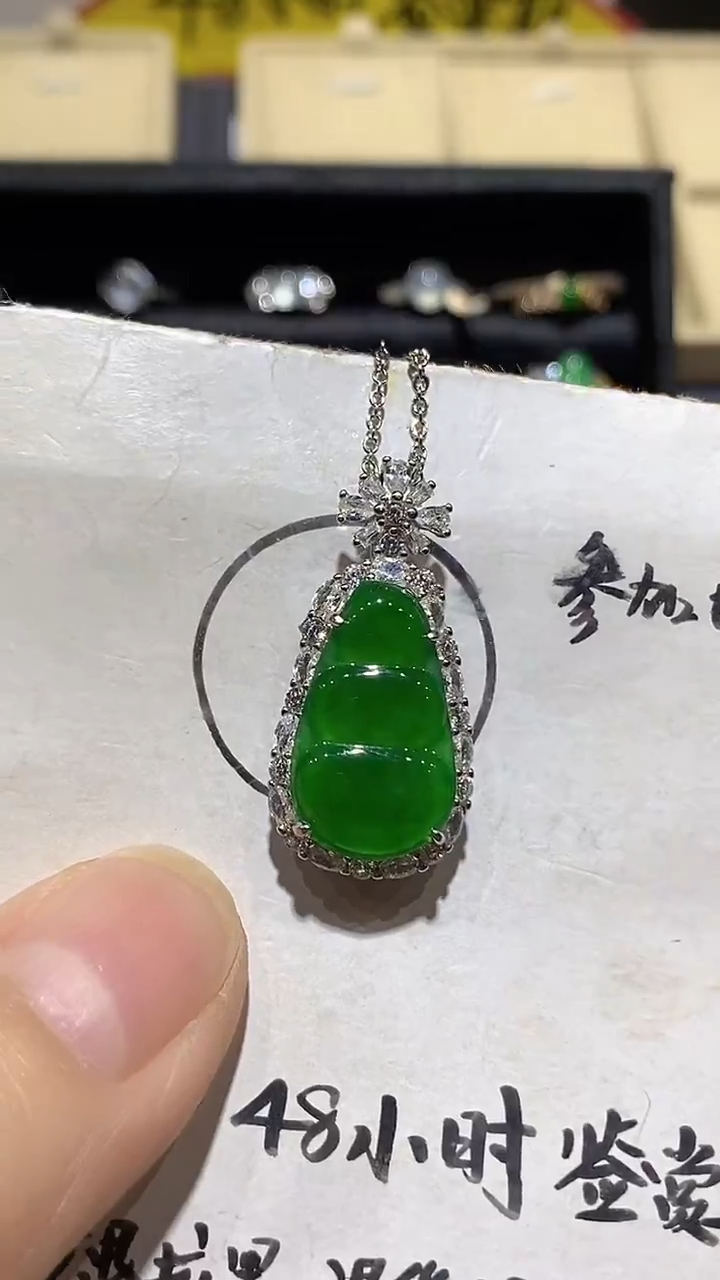 吊坠(不含链)银S925镶嵌翡翠吊坠