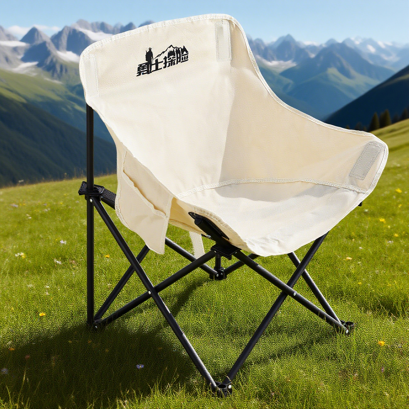 U型加大可折叠户外月亮椅舒适便携成人户外钓鱼靠背露营野餐椅