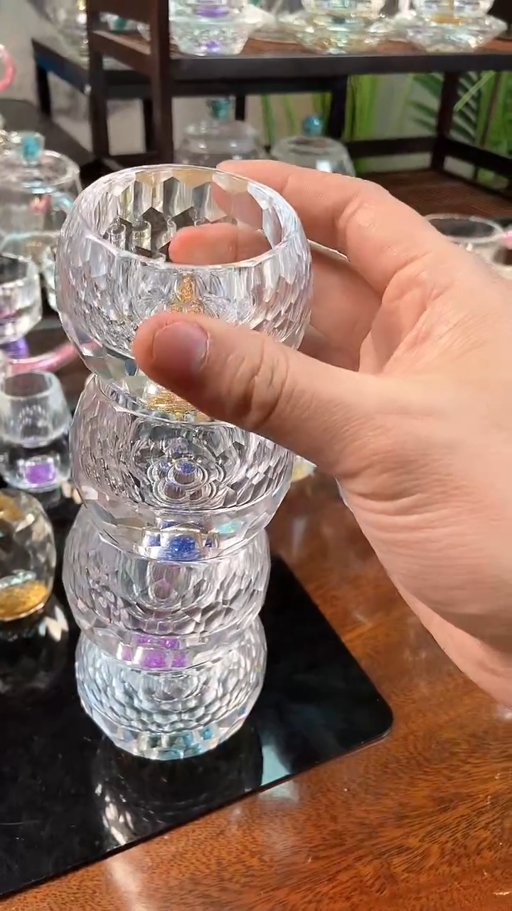 【闪购商品】玺宴新款水晶球形茶碗绿松石紫罗兰蓝钻金箔