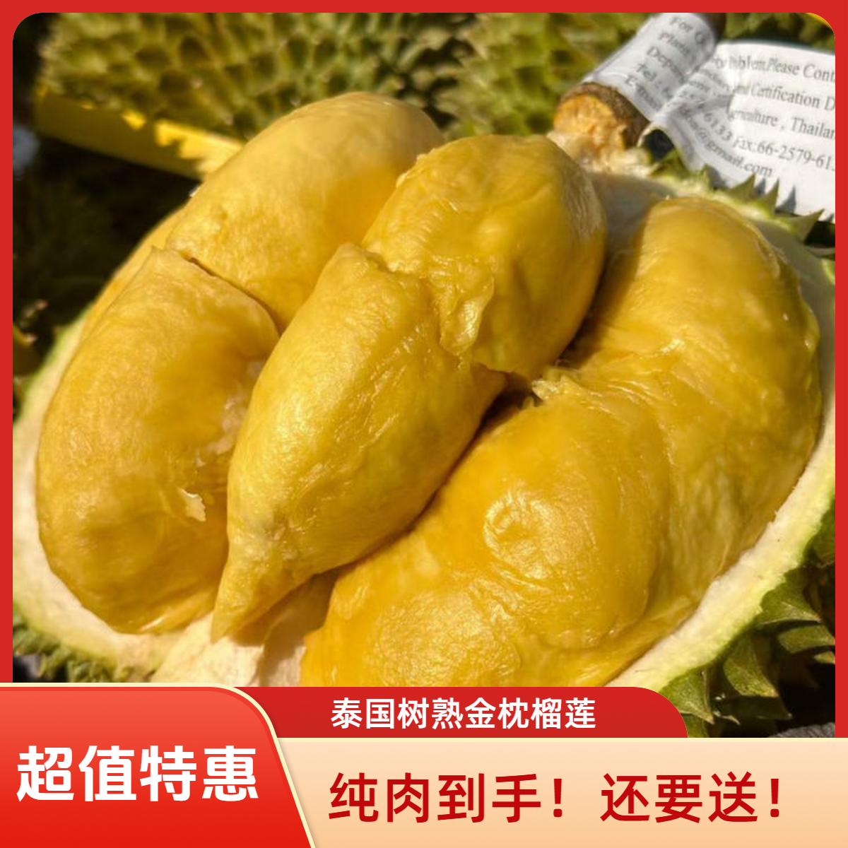 【金枕榴莲】88买一斤送半斤，纯肉到手，泰国金枕新鲜榴莲核小！金枕金凤壹号泰国