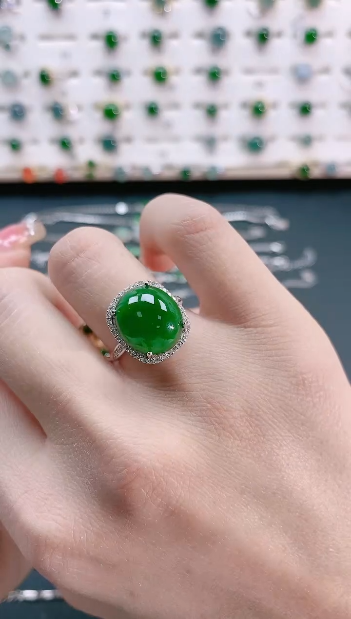 【闪购商品】翡翠戒指银S925镶嵌天然翡翠