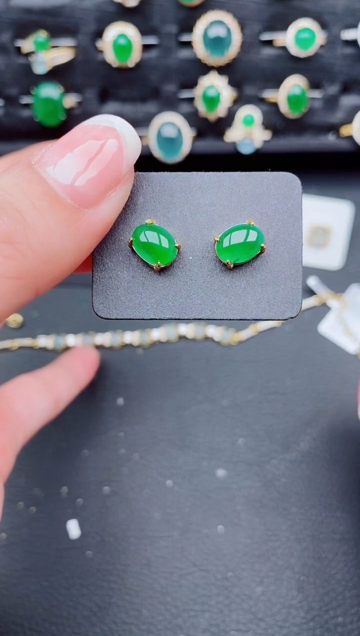 翡翠银S925镶嵌耳饰天然a货翡翠249