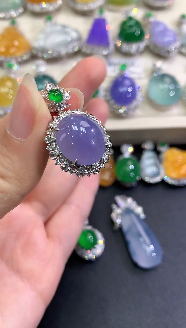 【闪购商品】翡翠颈饰18K金镶嵌D17  紫货有色差