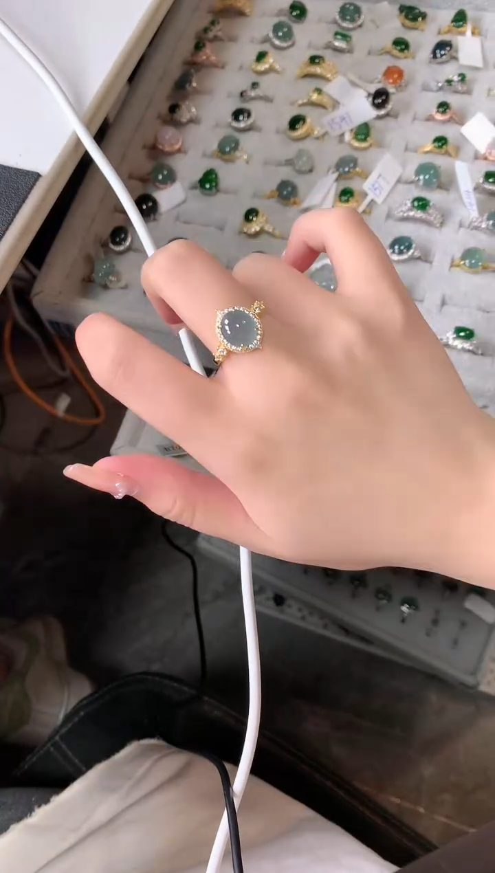 【闪购商品】翡翠戒指银S925镶嵌754363