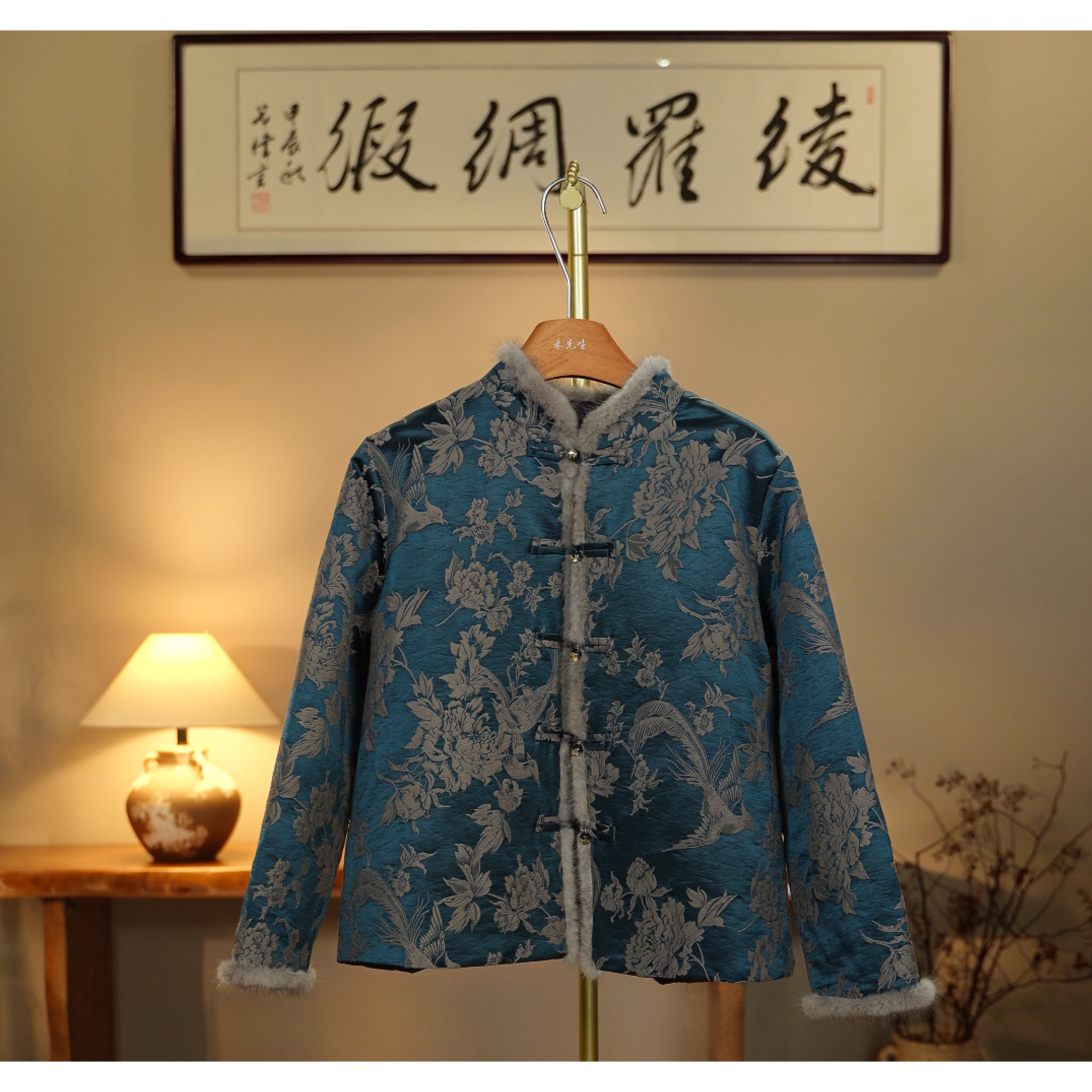 【焦墨皴擦-香云纱外套】新中式重工香云纱外套0239