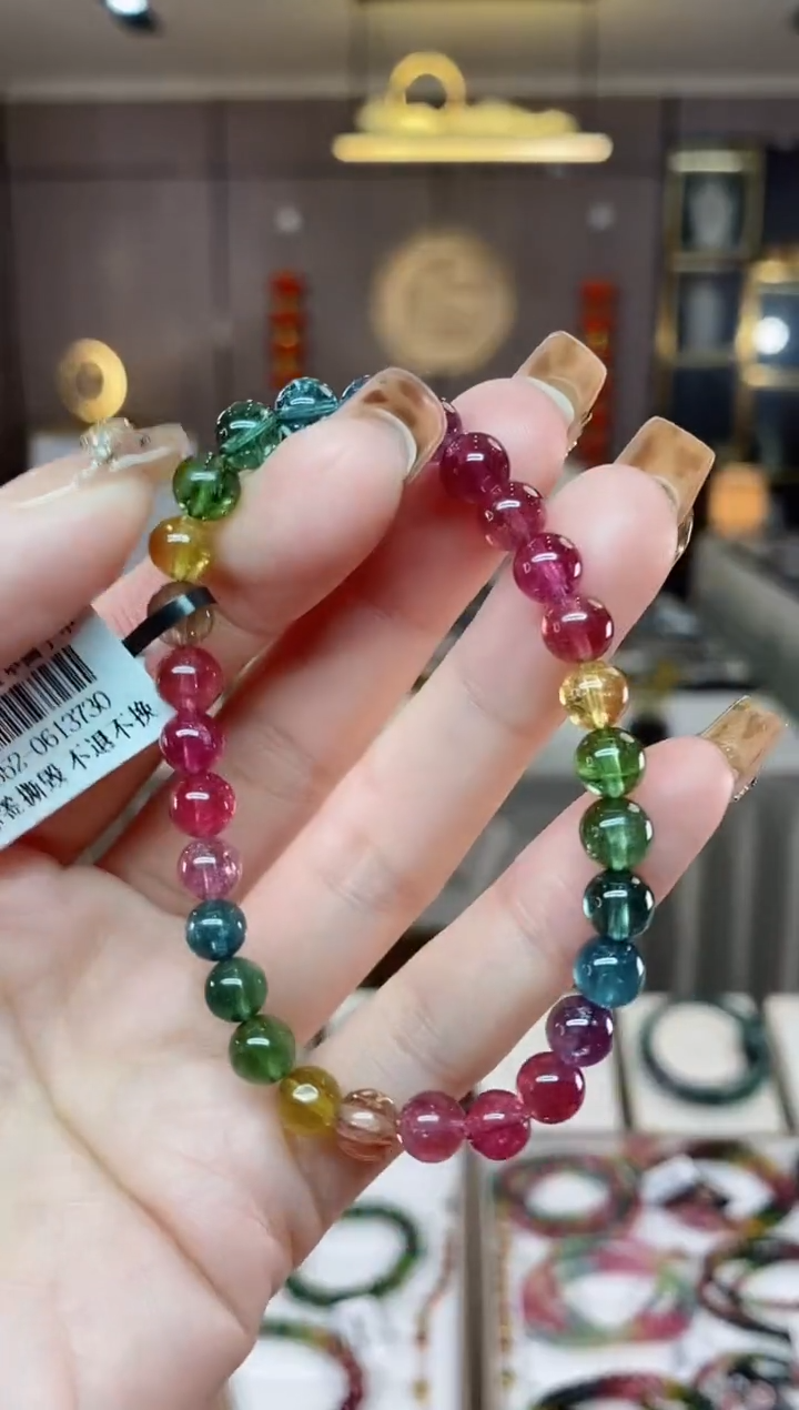 【闪购商品】碧玺收藏级单圈手串6mm+未镶嵌一物一证dan