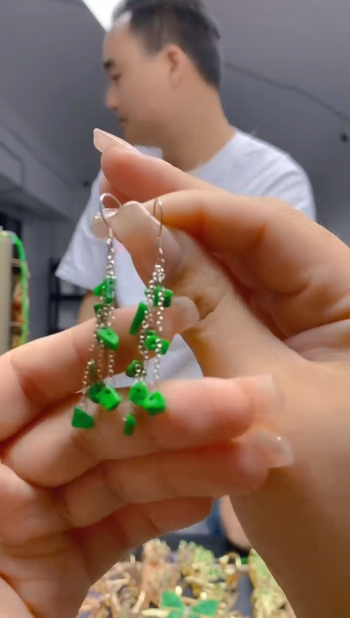 【闪购商品】翡翠耳饰银S925镶嵌326翡翠耳钩