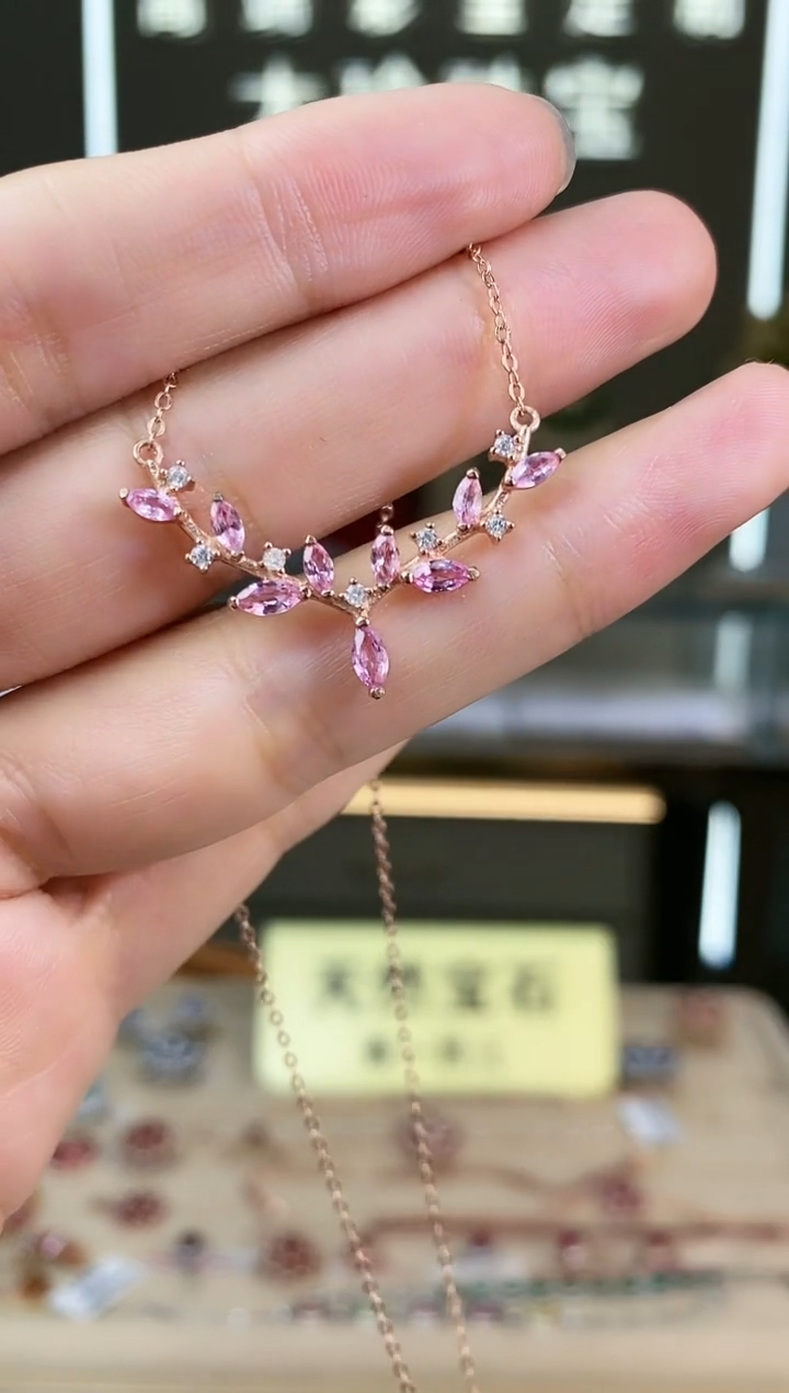 【闪购商品】蓝宝石颈饰银S925镶嵌颈饰