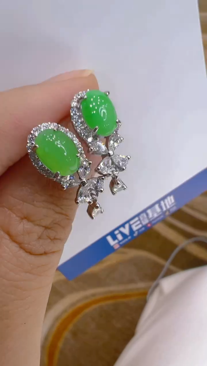 银S925镶嵌翡翠耳饰多样性团购发一件