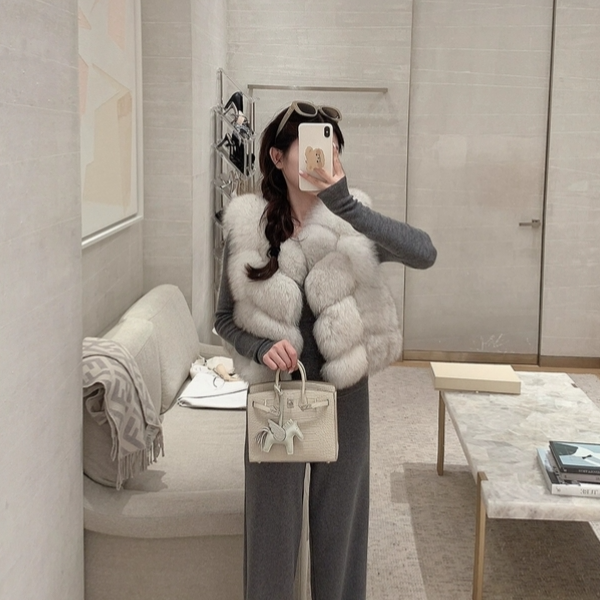 1987fur狐狸毛皮草外套女整皮马甲2025年新款小个子短款