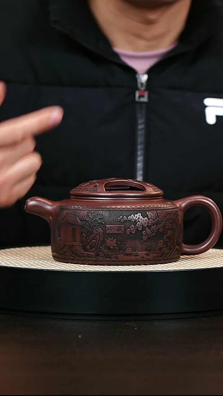 茶壶紫砂S级石红牛盖莲子600cc