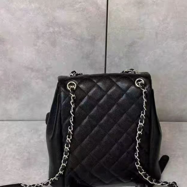 240718#小背包时尚休闲百搭女士黑色潮流菱格双肩背