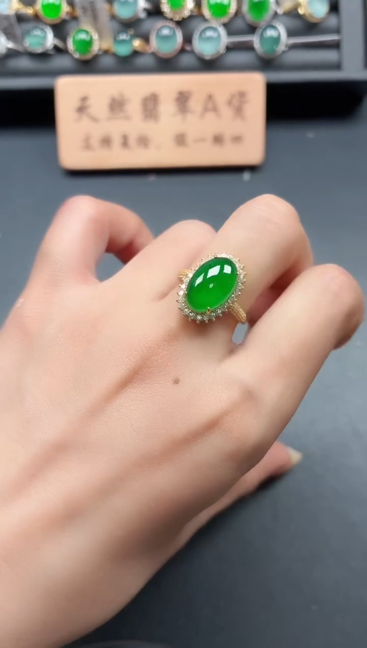 银S925镶嵌戒指翡翠111