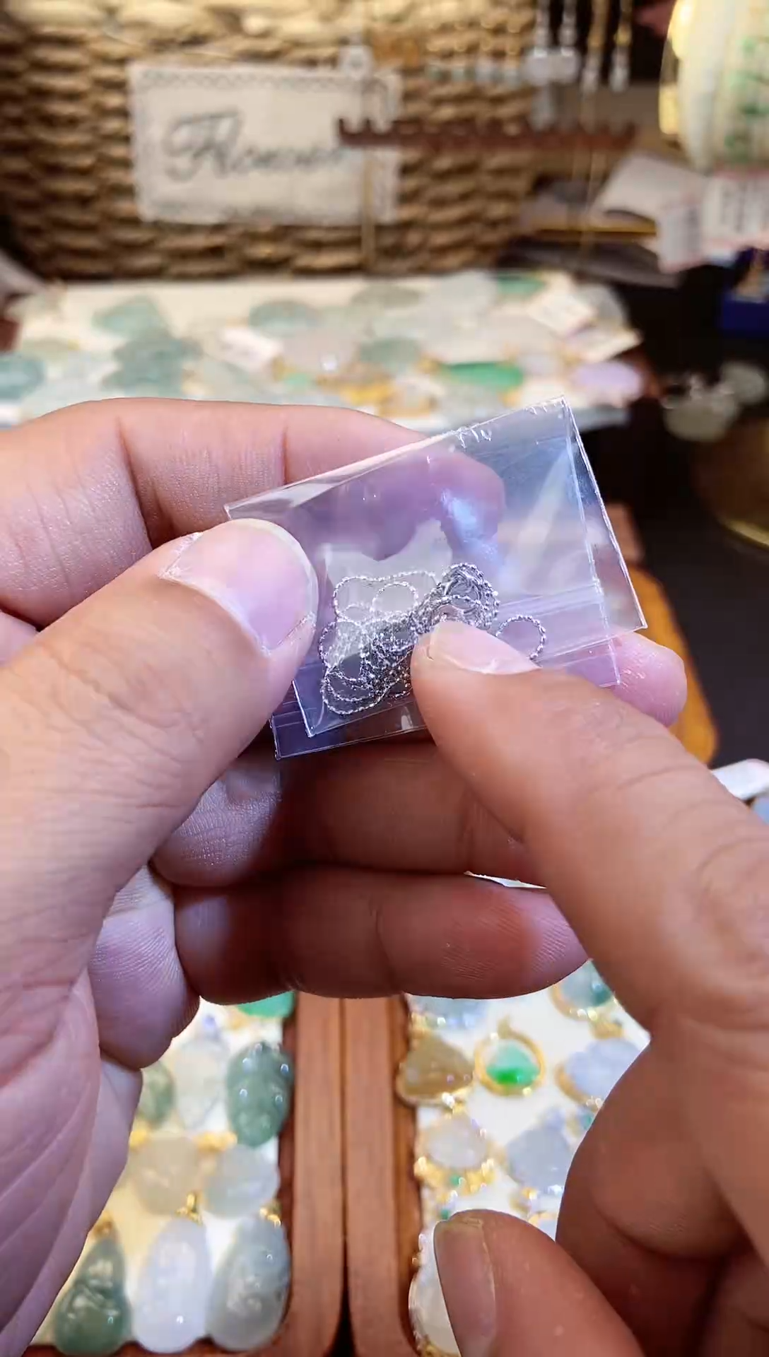 【闪购商品】翡翠颈饰银S925镀金镶嵌银链子