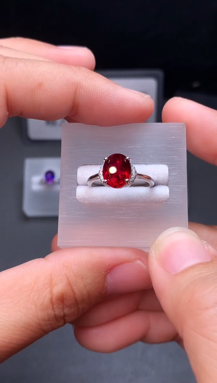 银S925镶嵌戒指红宝石111