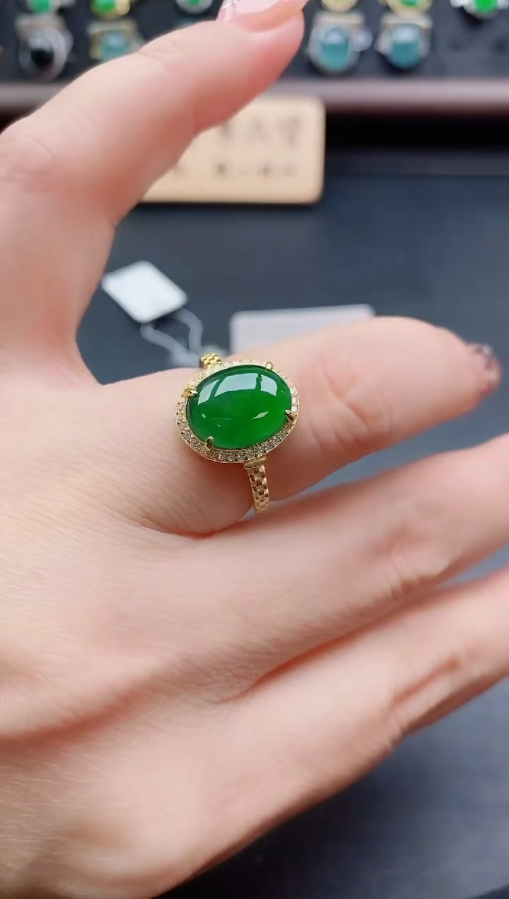 银S925镶嵌戒指翡翠1