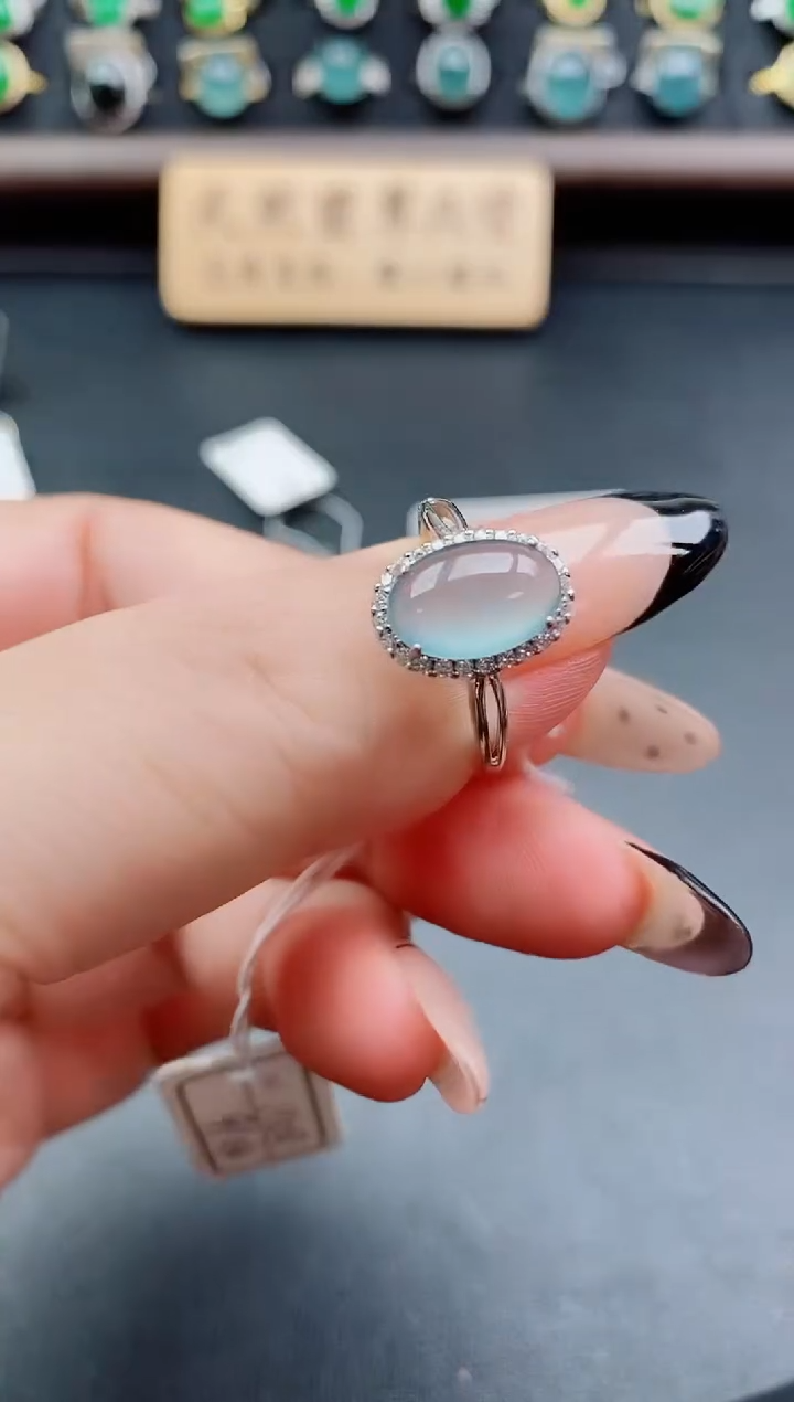 银S925镶嵌戒指翡翠1