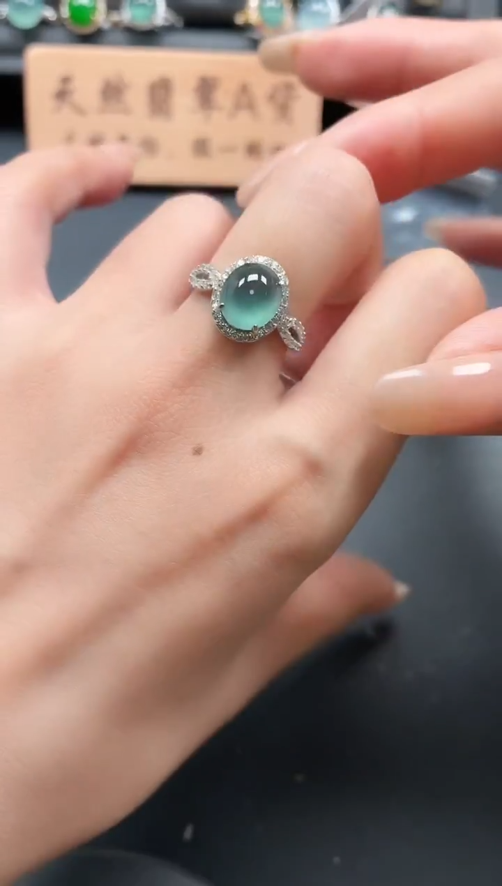 银S925镶嵌戒指翡翠111