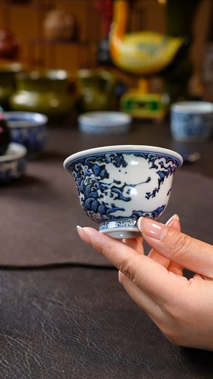 【闪购商品】雲林匠造暗刻龙纹海浪小压手杯