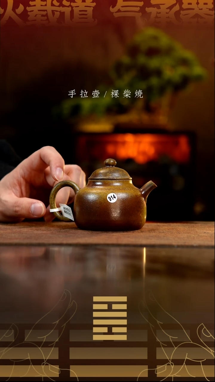 夸烧柴烧大彬笠帽壶914