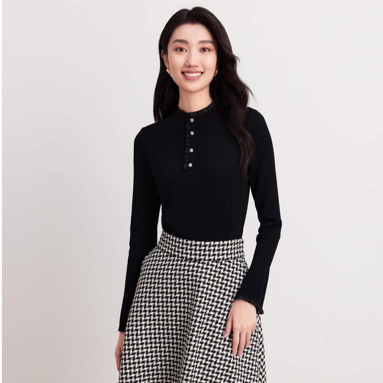 【C】绵羊毛印花保暖圆领秋冬针织衫KZ03622W0