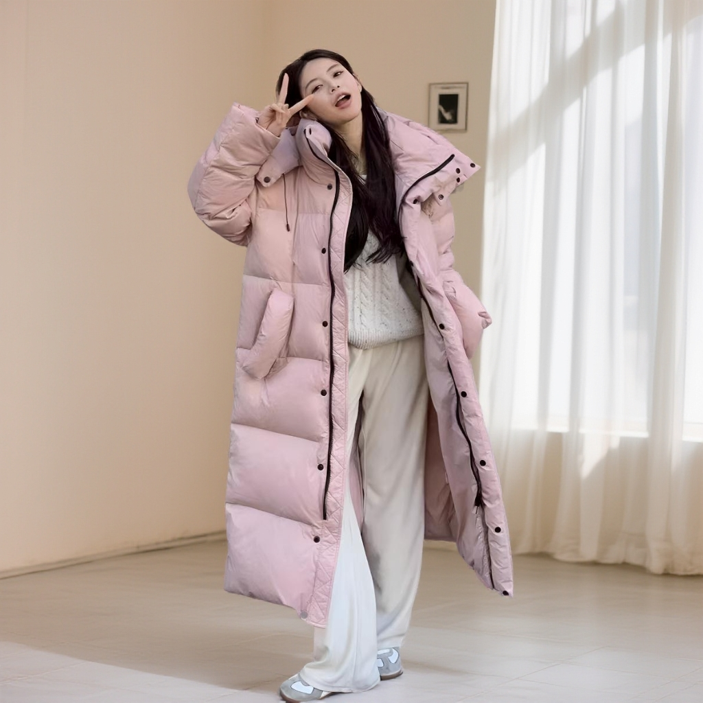 25年长款韩版过膝羽绒服新款宽松大被子加厚冬季外套潮