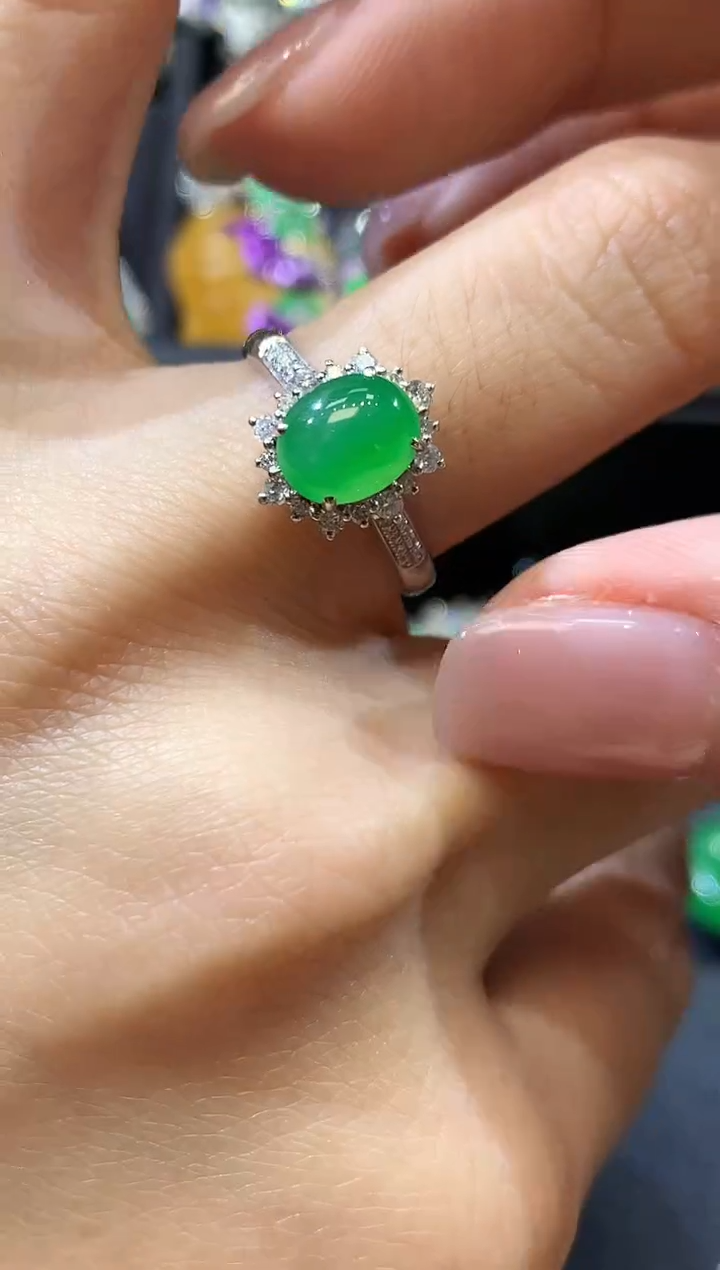 【闪购商品】翡翠戒指18K金镶嵌D12一件