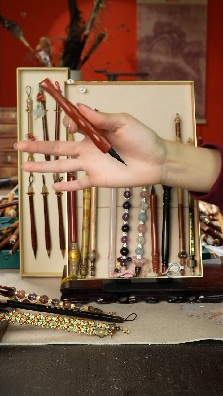 153号闪孤品高货毛笔链接 清水试笔 蘸墨不退