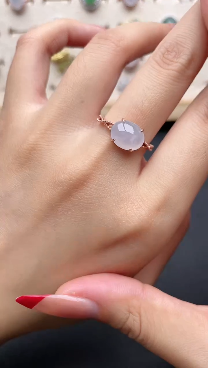 【闪购商品】翡翠戒指银S925镶嵌一物一证一礼盒