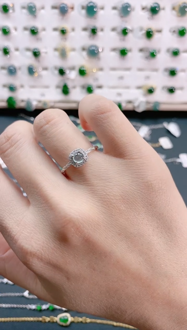 【闪购商品】翡翠戒指银S925镶嵌天然翡翠