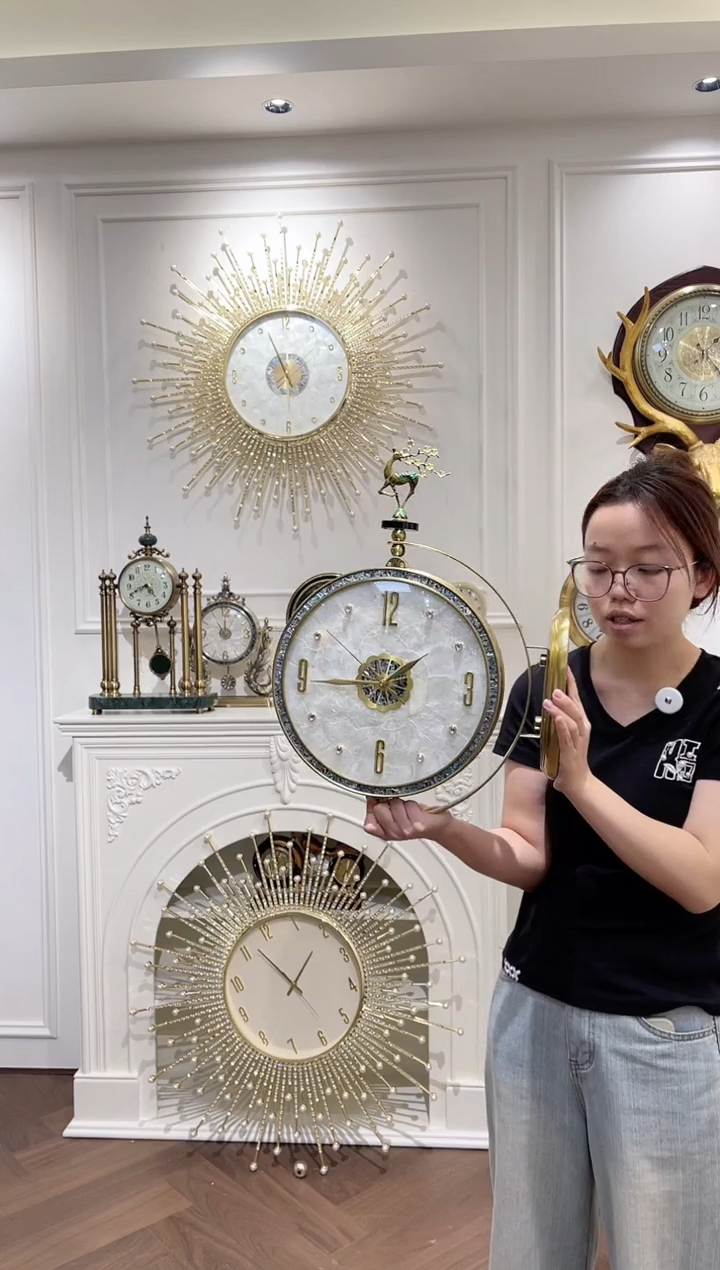 迁****洁豪华贝壳双面挂钟