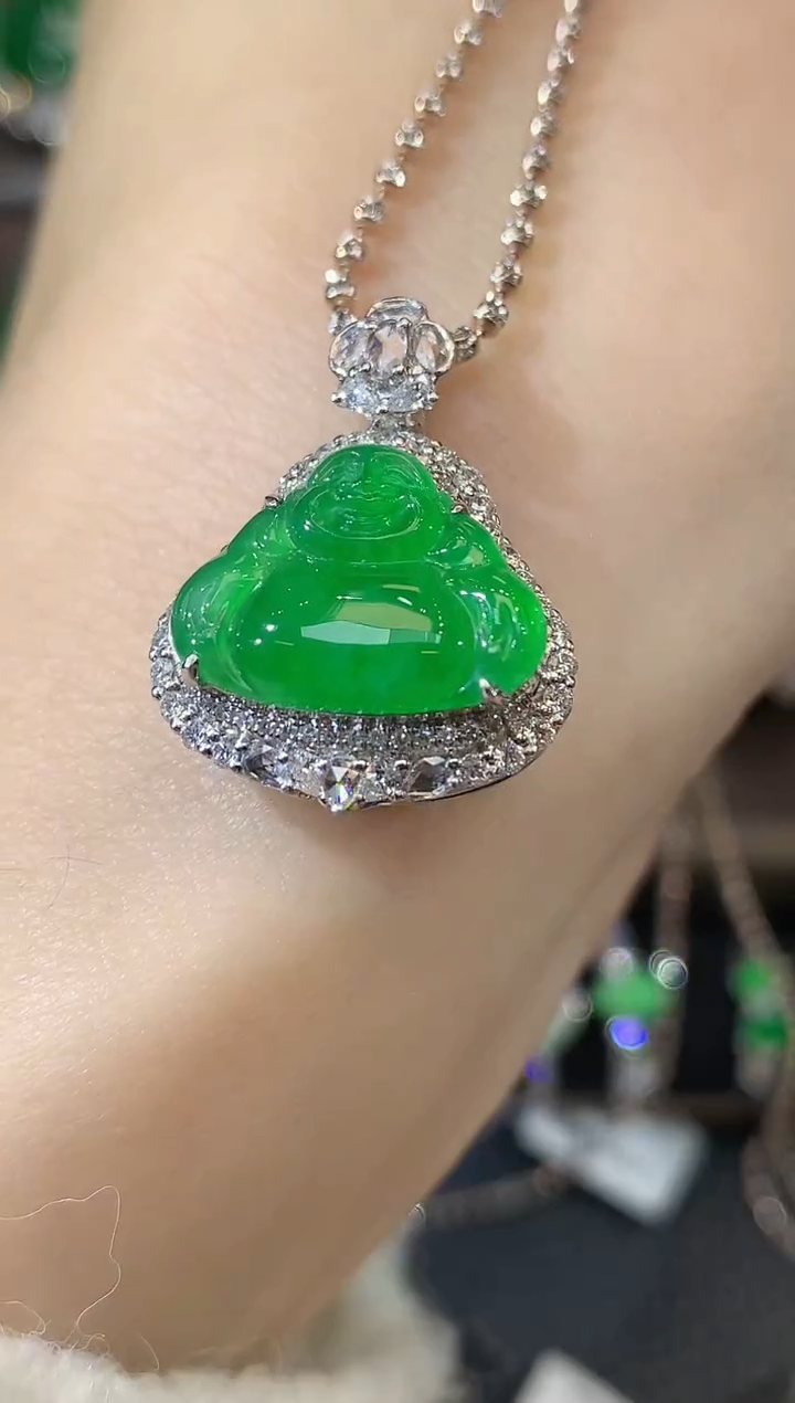 吊坠(不含链)18K金镶嵌翡翠D28