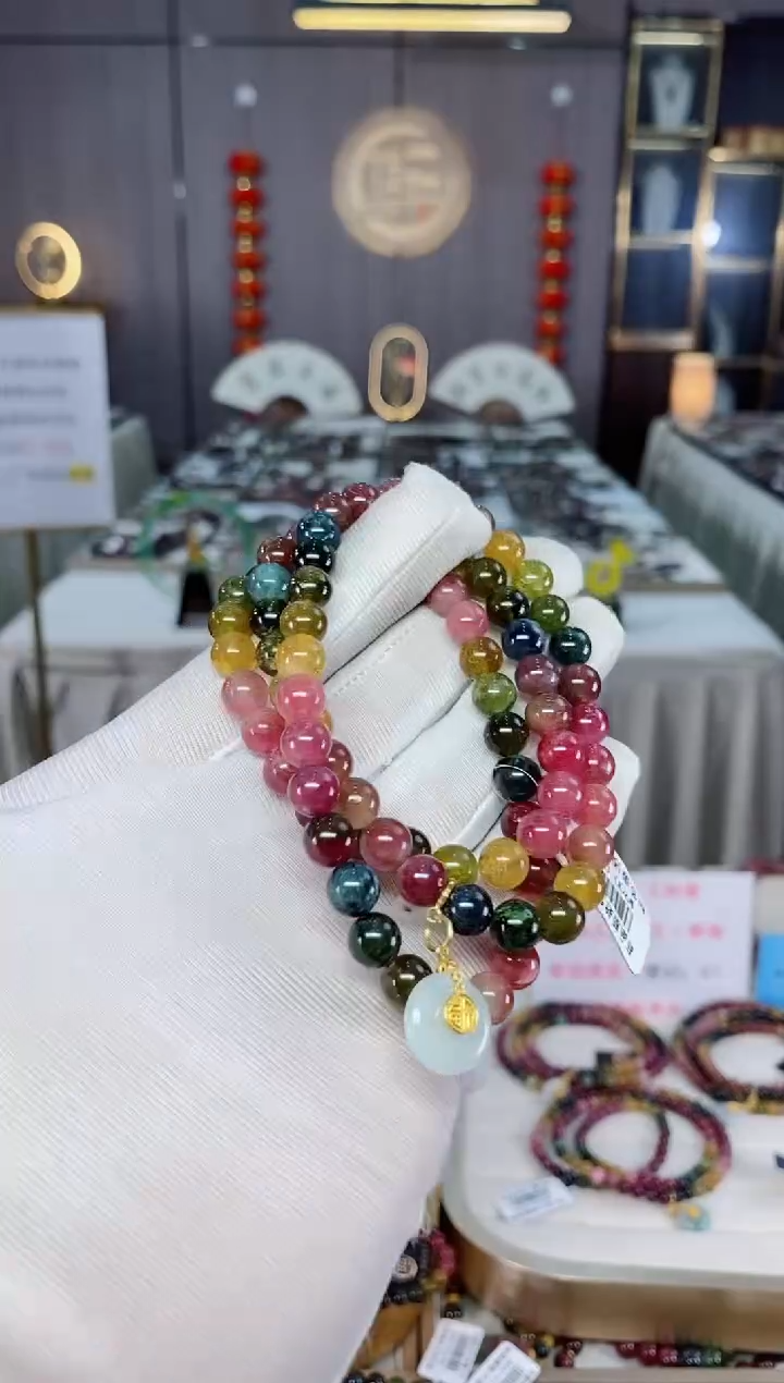 老矿碧玺三圈手串7mm+未镶嵌碧玺（多样性发一条）xion