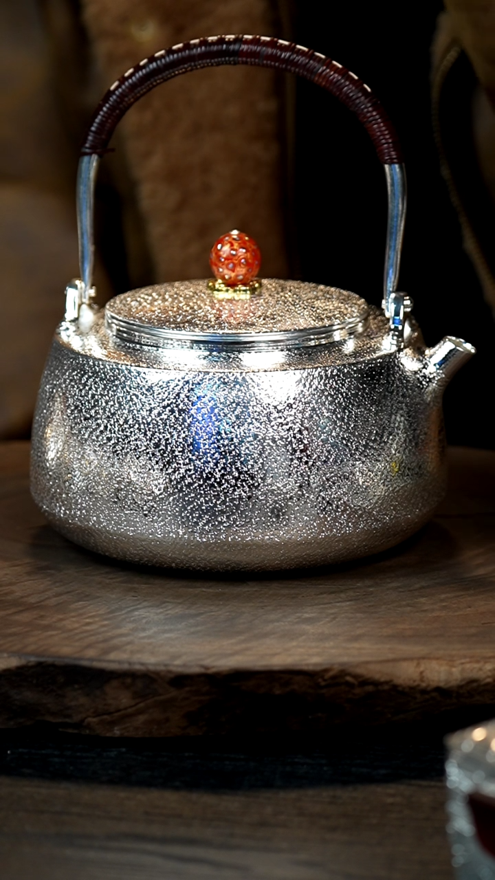 【闪购商品】手工锤纹银提梁壶烧水壶