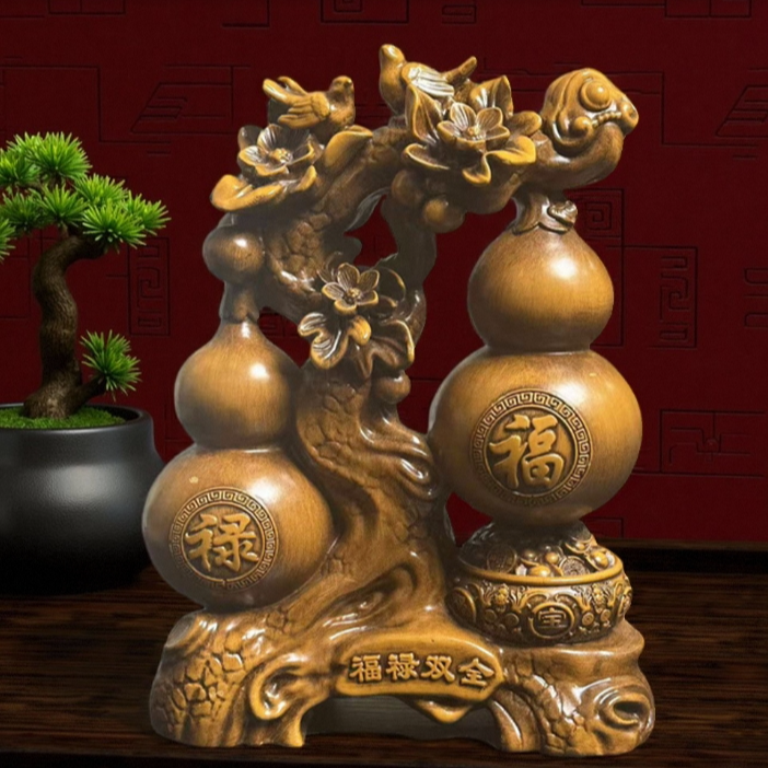 XD福禄双全葫芦摆件长15高20玄关客厅家居装饰品