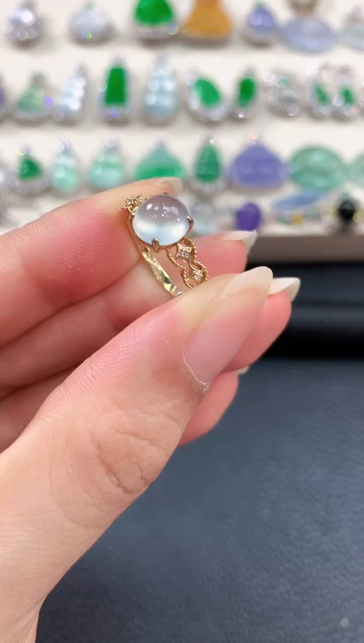 【闪购商品】翡翠戒指18K金镶嵌b19       