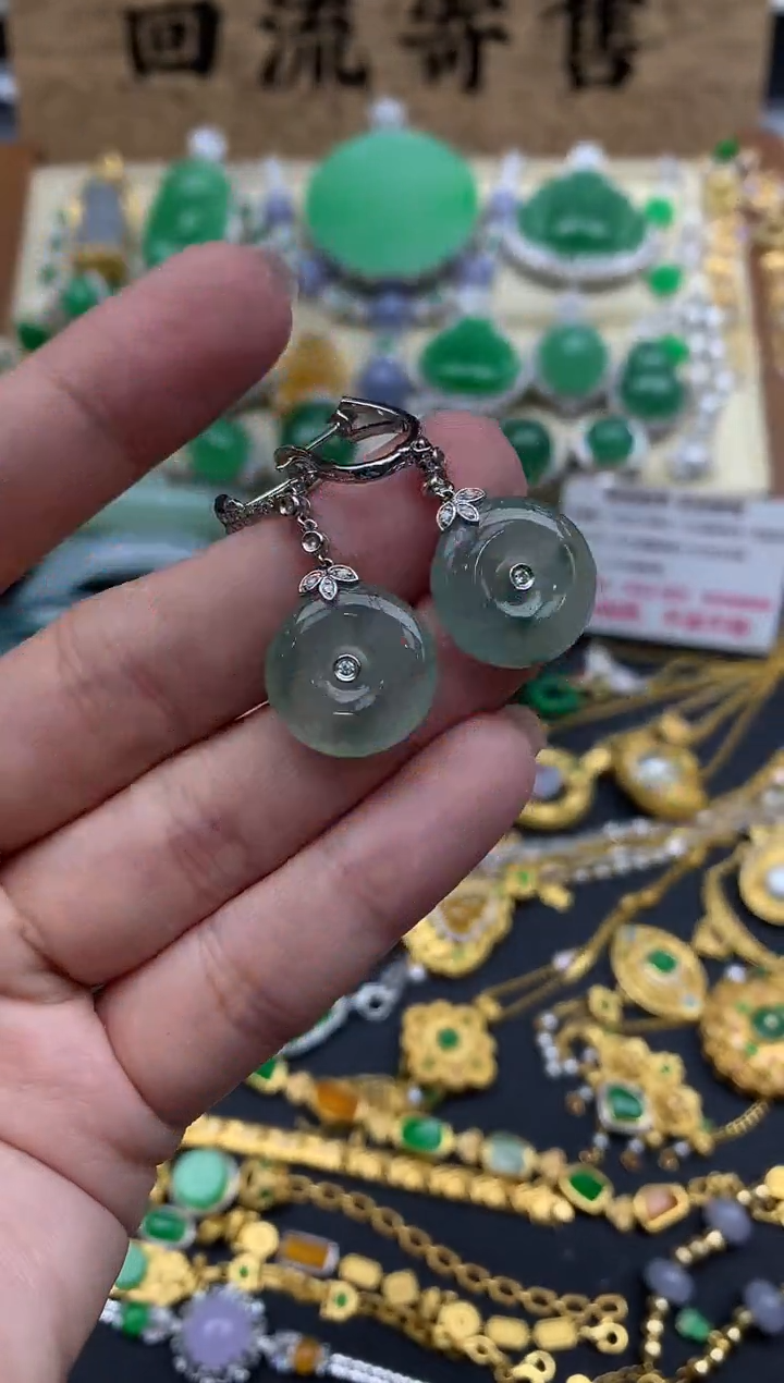 【闪购商品】翡翠耳饰18K金镶嵌434-中国好珍宝1