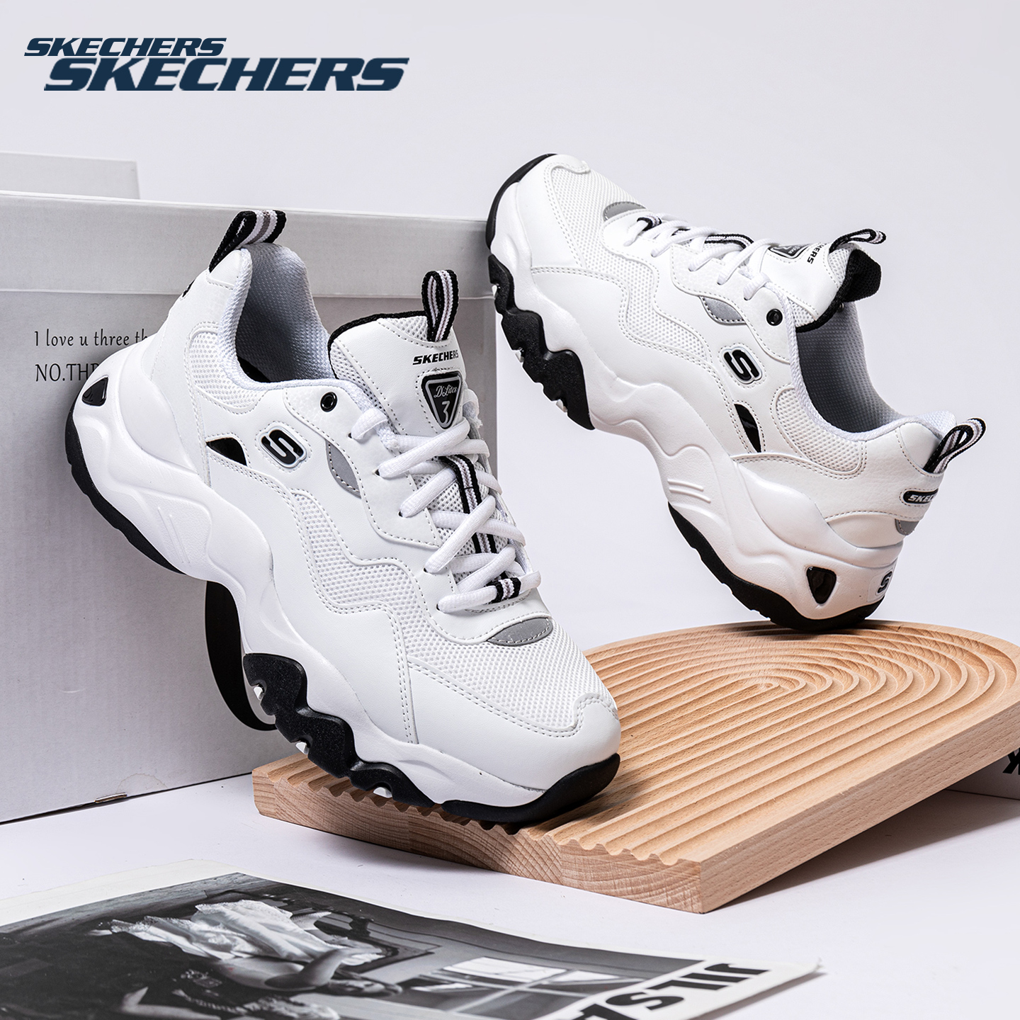 斯凯奇男鞋2025冬季新款潮流时尚运动鞋厚底增高老爹鞋百搭熊猫鞋