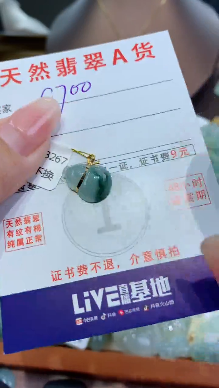 【闪购商品】翡翠颈饰18K金镶嵌天然缅甸a货翡翠