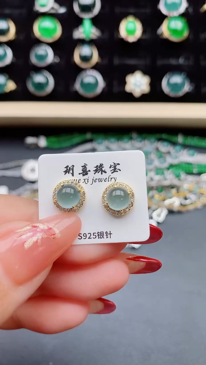 【闪购商品】翡翠耳饰银S925镶嵌321321