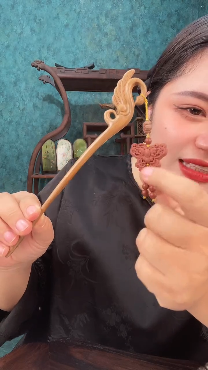 珠串绿檀+红麝+安宫香方发簪
