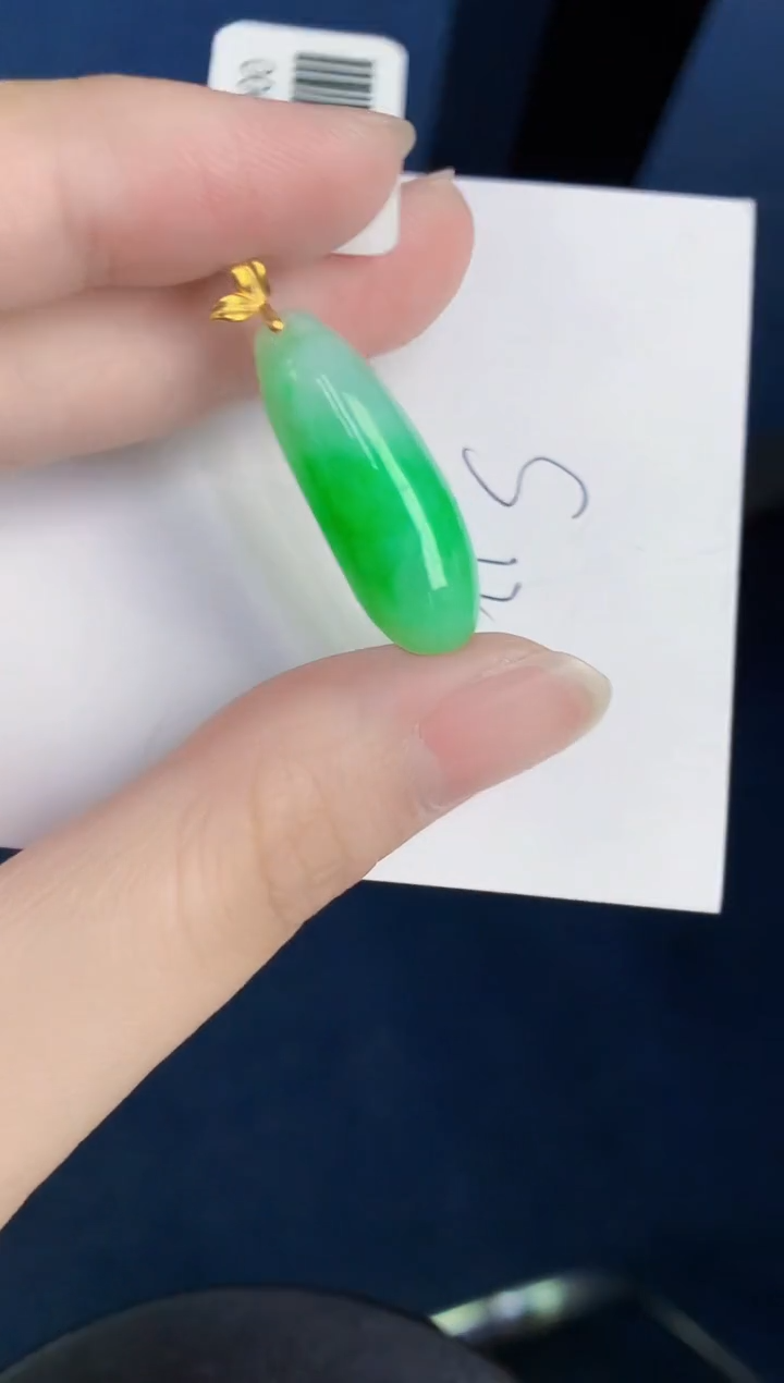 颈饰18K金镶嵌翡翠天然翡翠缅甸A货