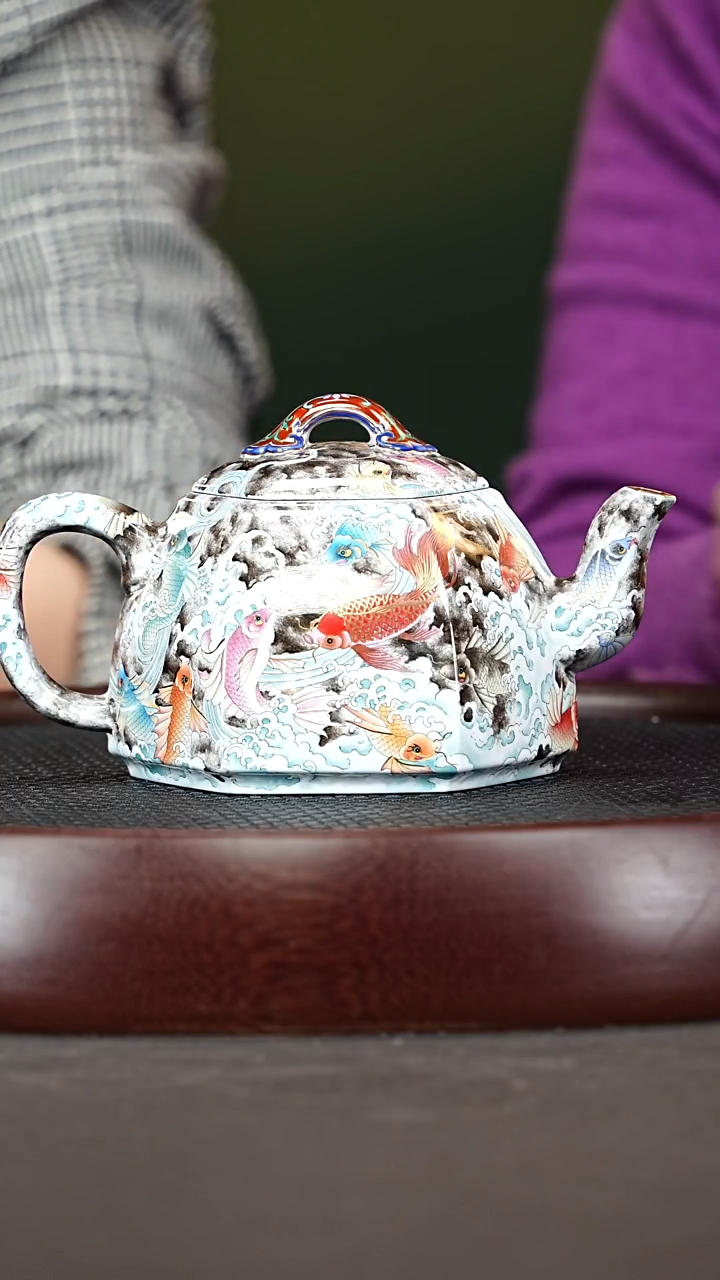 茶壶紫砂122ZLM六方秦权 珐琅彩500cc