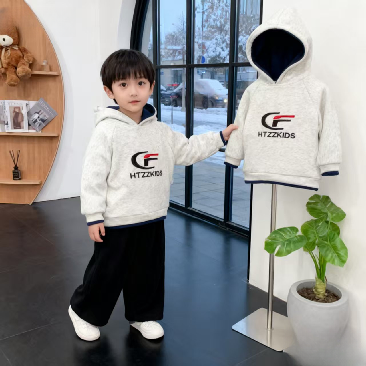 【清仓不补】儿童宽松加绒加厚卫衣秋冬季新款韩版连帽上衣儿童装