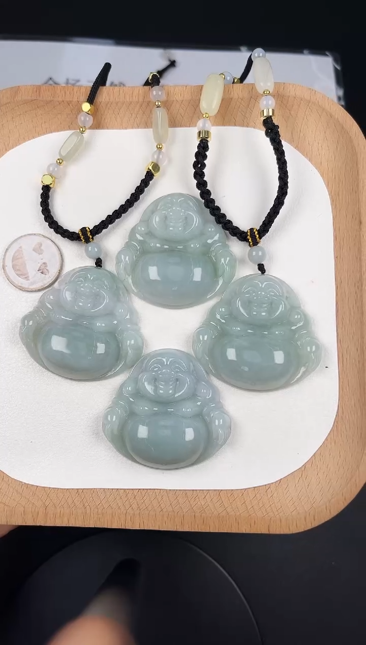 颈饰未镶嵌翡翠LC037油冰蓝绿大佛+送同款绳子多样性发其一