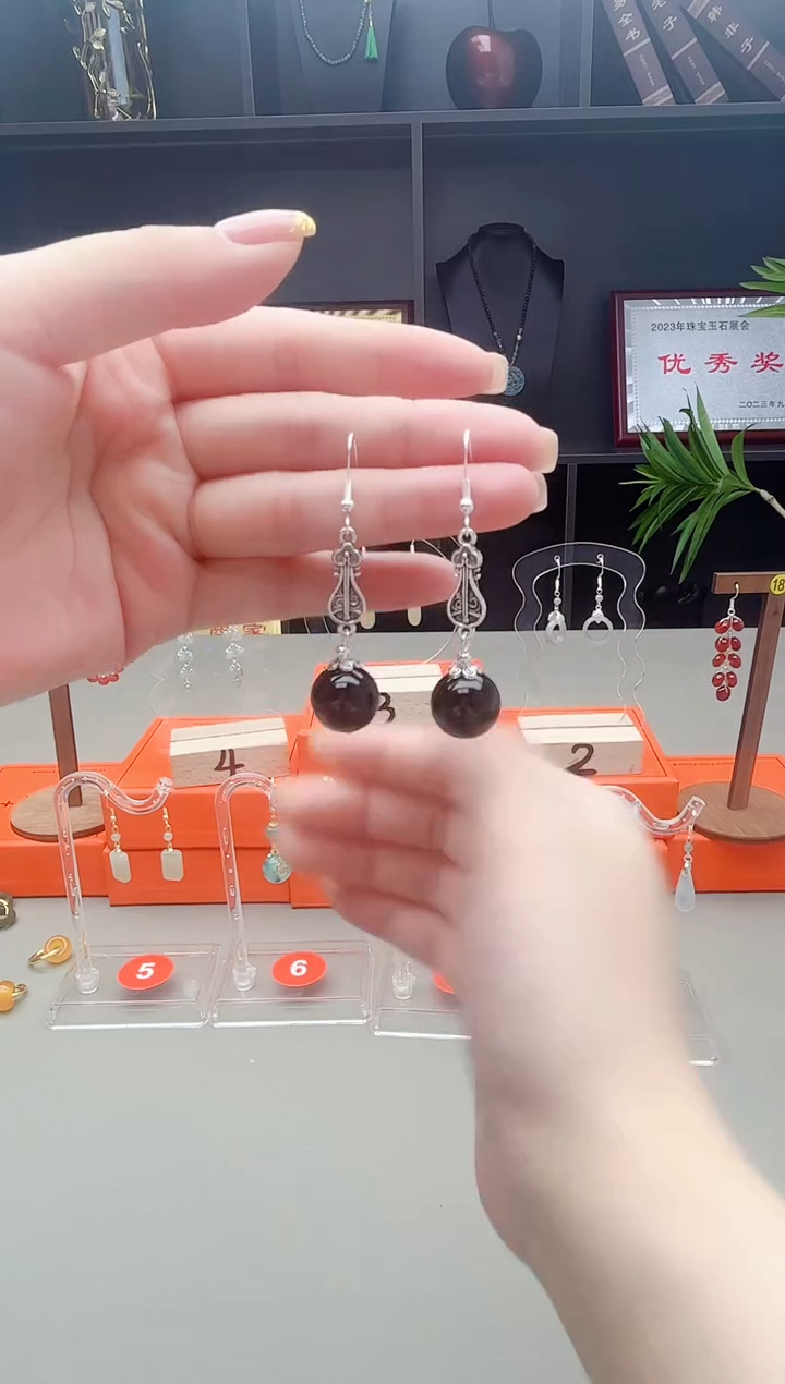 未镶嵌黑曜岩耳饰314