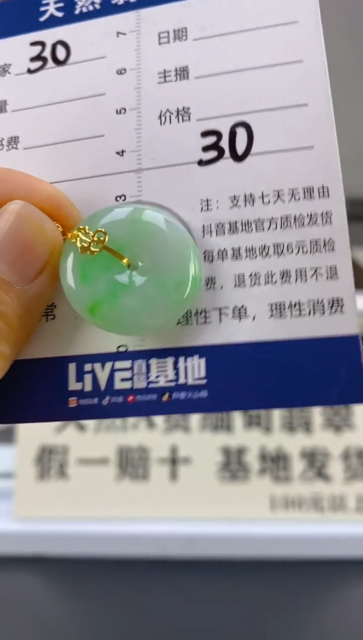 【闪购商品】翡翠颈饰18K金镶嵌天然A货翡翠