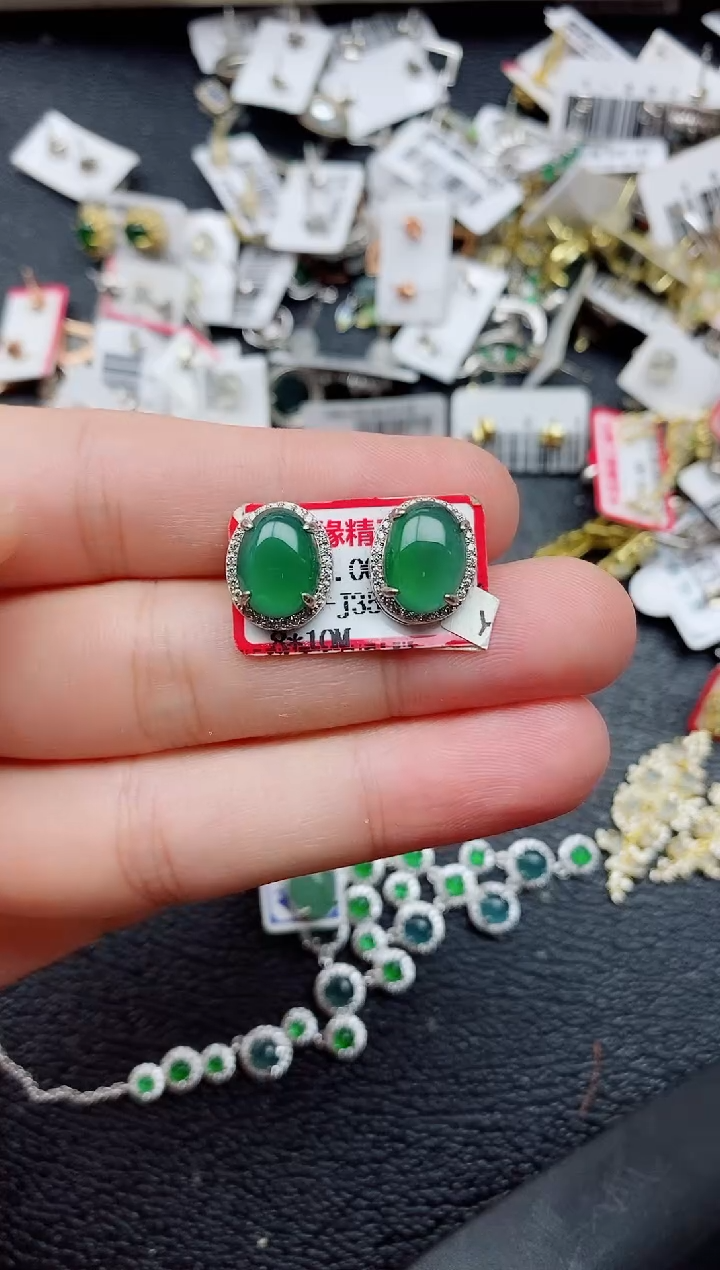 银S925镶嵌戒指翡翠珊*1