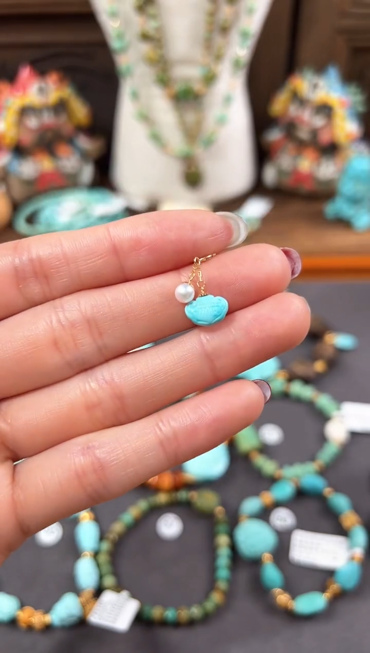 【闪购商品】绿松石提溜18K金镶嵌绿松石提溜