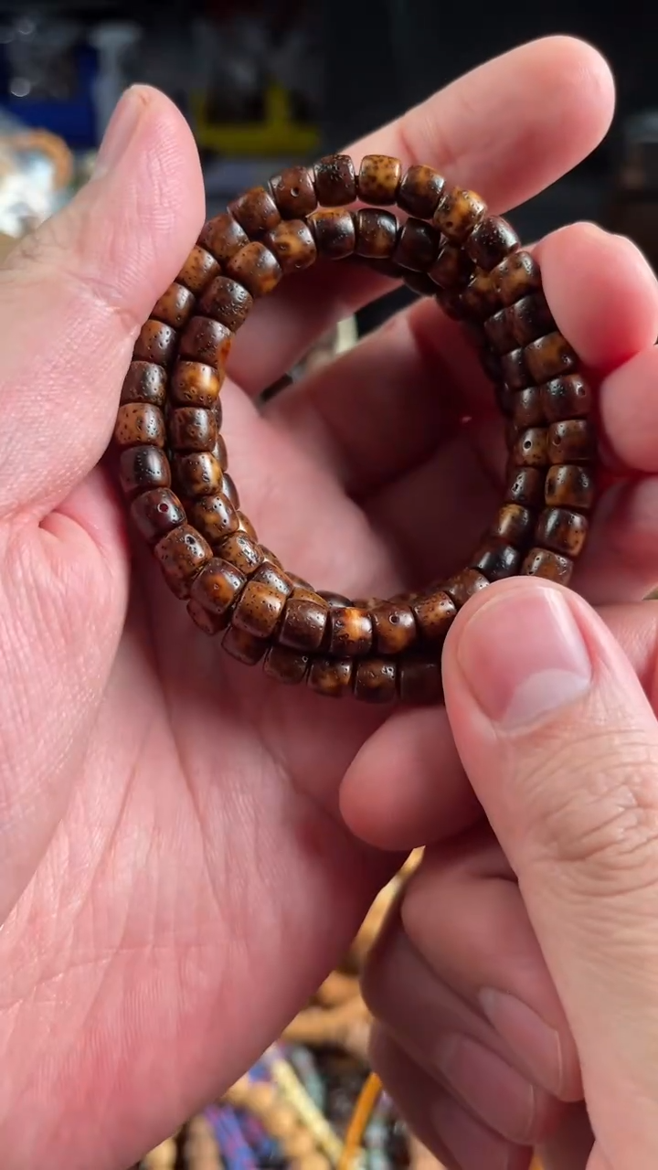 星月菩提手串王胖子文玩工作室黑金7*6左右108